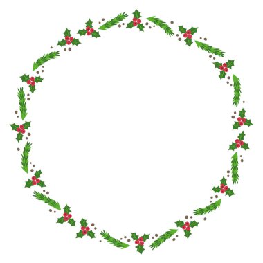 Yılbaşı kutlaması için çerçeve şablonu, Noel çelengi konsepti