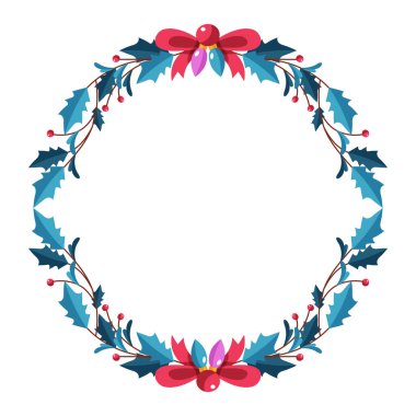 Yılbaşı kutlaması için çerçeve şablonu, Noel çelengi konsepti