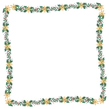 Yılbaşı kutlaması için çerçeve şablonu, Noel çelengi konsepti