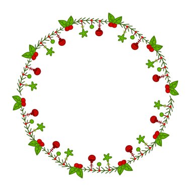 Yılbaşı kutlaması için çerçeve şablonu, Noel çelengi konsepti