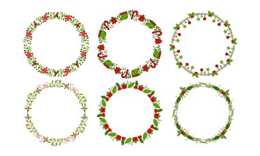 Noel kutlaması, Noel çelengi konsepti için çerçeve koleksiyonu