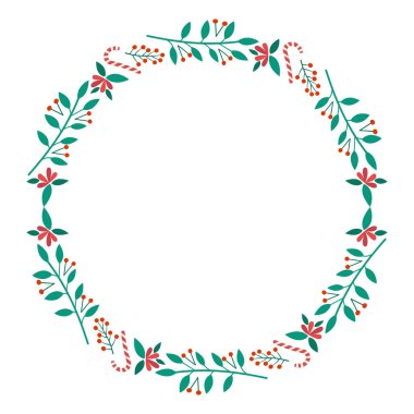 Yılbaşı kutlaması için çerçeve şablonu, Noel çelengi konsepti