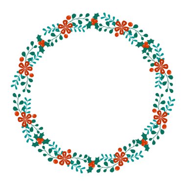 Yılbaşı kutlaması için çerçeve şablonu, Noel çelengi konsepti