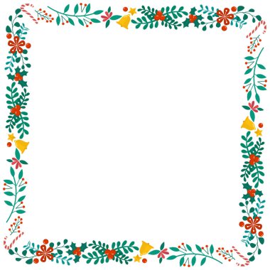 Yılbaşı kutlaması için çerçeve şablonu, Noel çelengi konsepti