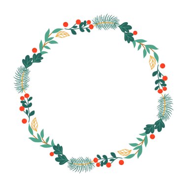 Yılbaşı kutlaması için çerçeve şablonu, Noel çelengi konsepti