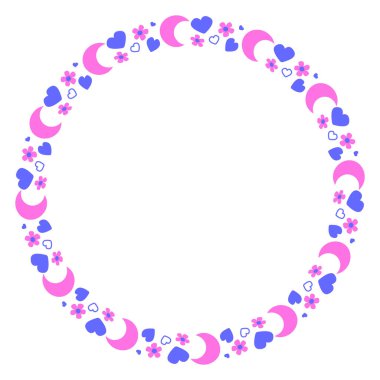 El çizimi düz tasarım kalpler sınır ve çerçeve
