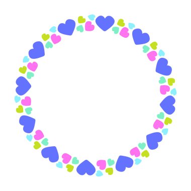 El çizimi düz tasarım kalpler sınır ve çerçeve