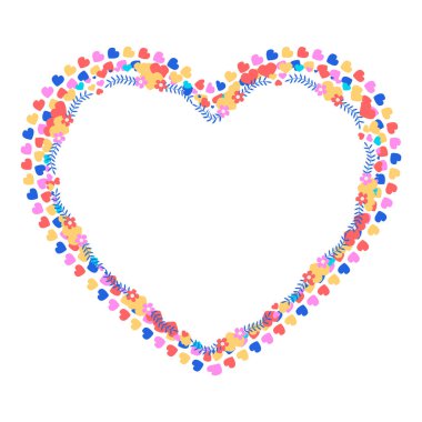 El çizimi düz tasarım kalpler sınır ve çerçeve