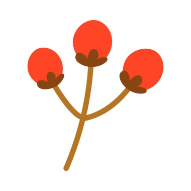 Holly böğürtlen ve yaprakları illüstrasyon Yeni yıl Beyaz üzerine kış illüstrasyonu