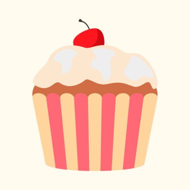 Beyaz arkaplan simgesi üzerine Cupcake beyaz üzerine dizayn