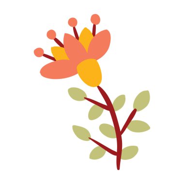 Renkli çiçek bahar sezonu beyazı izole edilmiş düz stil illüstrasyon