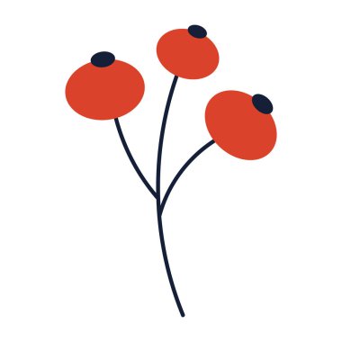 Sonbahar dalı ve meyve simgesi beyaz arkaplanda izole edildi