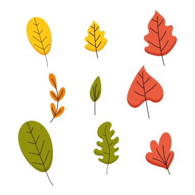 Sonbahar yaprakları yaprakları siluet orman beyaz üzerine toplanır