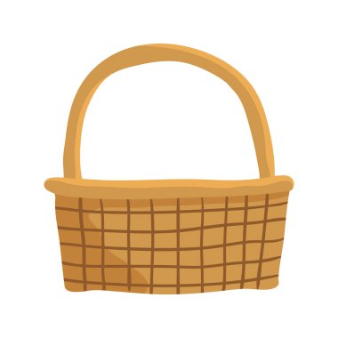 Boş hasır sepet, market alışverişi için dokuma sapıyla duruyor.