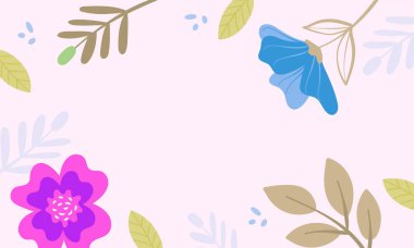 El çizimi bahar arkaplanı, düz tasarım soyut çiçek arkaplanı