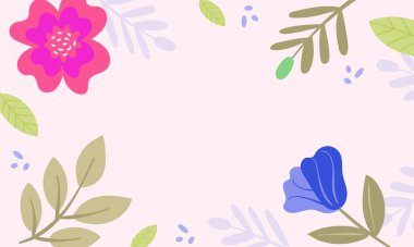 El çizimi bahar arkaplanı, düz tasarım soyut çiçek arkaplanı