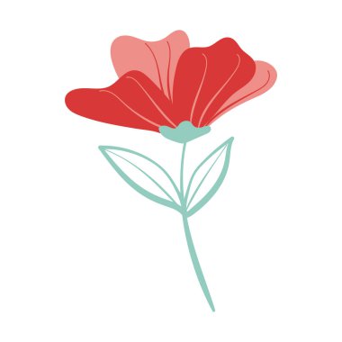 Beyaz üzerine el çizimi çiçek ve yaprak çizimi