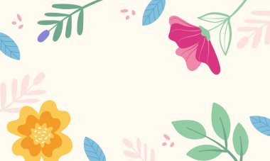 El çizimi bahar arkaplanı, düz tasarım soyut çiçek arkaplanı