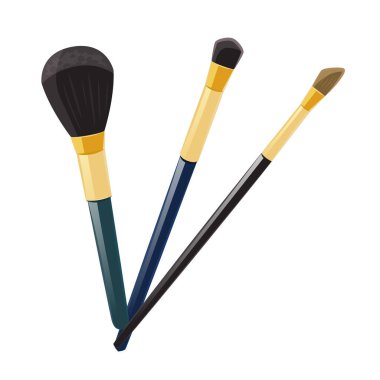 Beyaz arkaplanda kozmetik makyaj fırçaları izole