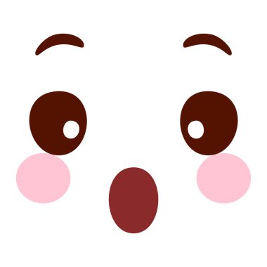 Beyaz arkaplanda el çizimi kawaii yüzü izole