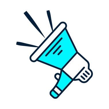 Megafon fikir simgesi Beyaz arkaplan üzerinde ana hatlı megafon fikir simgesi