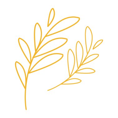 Beyaz arkaplanda elle çizilmiş renkli yapraklar