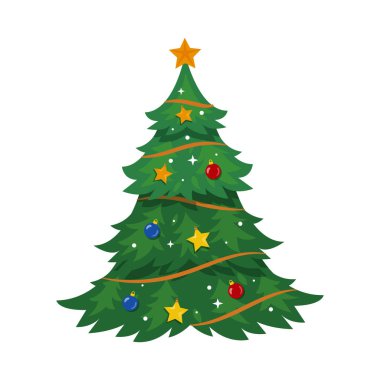 Beyaz arkaplanda elle çizilmiş Noel ağacı çizimi