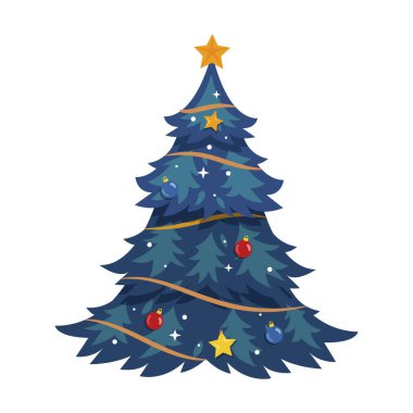 Beyaz üzerine el çizimi Noel ağacı illüstrasyonu