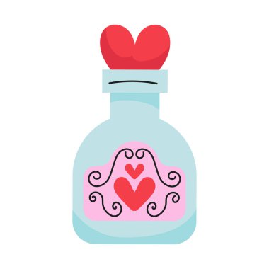 Düz dizayn aşk iksiri beyaz bir resimde