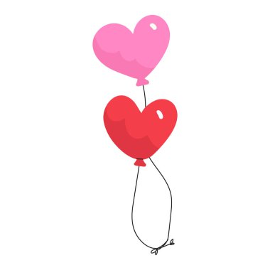 Elle çizilmiş kalp balonları beyaza