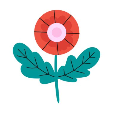 El çizimi bahar çiçekleri beyazı üzerinde izole edilmiş.