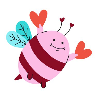 Beyaz üzerine el çizimi Sevgililer Günü Arısı Çifti illüstrasyonu