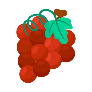 Beyaz arkaplanda izole edilmiş Üzüm Düz Tasarım çizimi