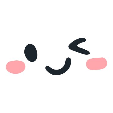 Beyaz üzerinde el çizimi kawaii yüz tasarımı