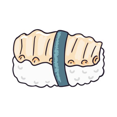 El çizimi Sushi çizimi beyaz arkaplanda izole edilmiş