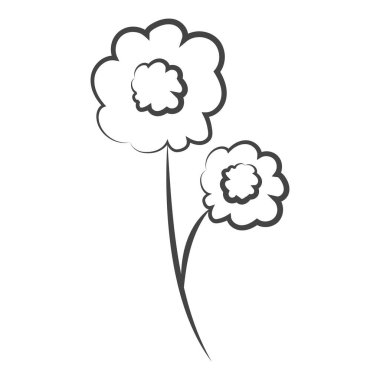 El çizimi çiçek ve yapraklar beyaz bir arka planda izole