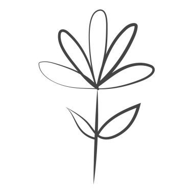 El çizimi çiçek ve yapraklar beyaz arka planda izole