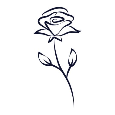 El çizimi çiçek ve yapraklar beyazın üzerinde izole