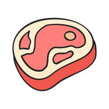 Beyaz arkaplanda düz renk çizimi olan sığır eti tasarımı