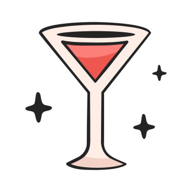 Beyaz arkaplanda kokteyl çizimi