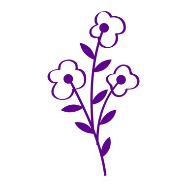 El çizimi düz tasarım basit çiçek ana hatları beyaz bir resimde izole edilmiş.