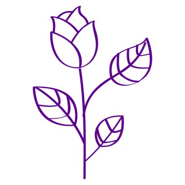 El çizimi düz tasarım basit çiçek ana hatları beyaz bir renge izole edilmiş.