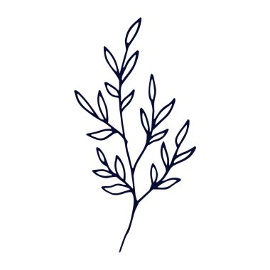 El çizimi düz tasarım. Beyaz arkaplanda basit çiçek çizgisi.