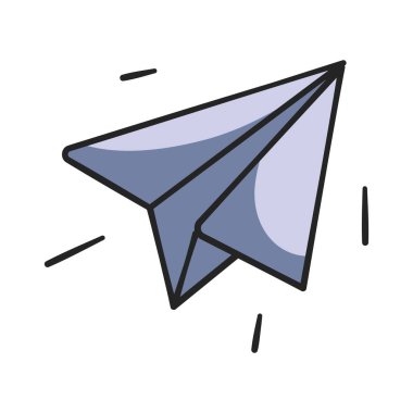 Kağıt uçak karalama çizimi beyaz arkaplan üzerine