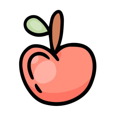 Beyaz arkaplanda elma taze meyve simgesi çizimi