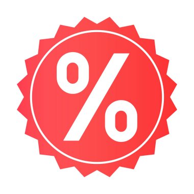 Beyaz arkaplanda İndirimli Etiket Kırmızı Kabartma Biçimi