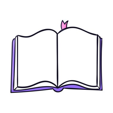 El çizimi kitap karikatürü beyaz bir arka planda izole edilmiş.