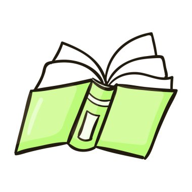 El çizimi kitap karikatürü beyaz arkaplanda izole edilmiş.