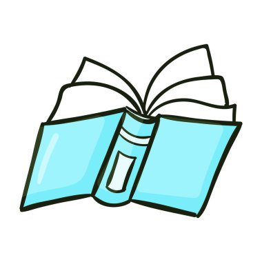 El çizimi kitap karikatürü beyaz arkaplanda izole edilmiş.