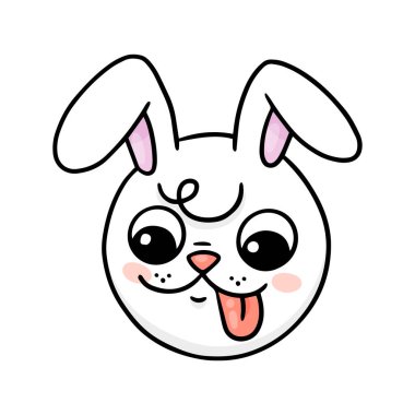 Beyaz üzerine el çizimi tavşan surat çizimi